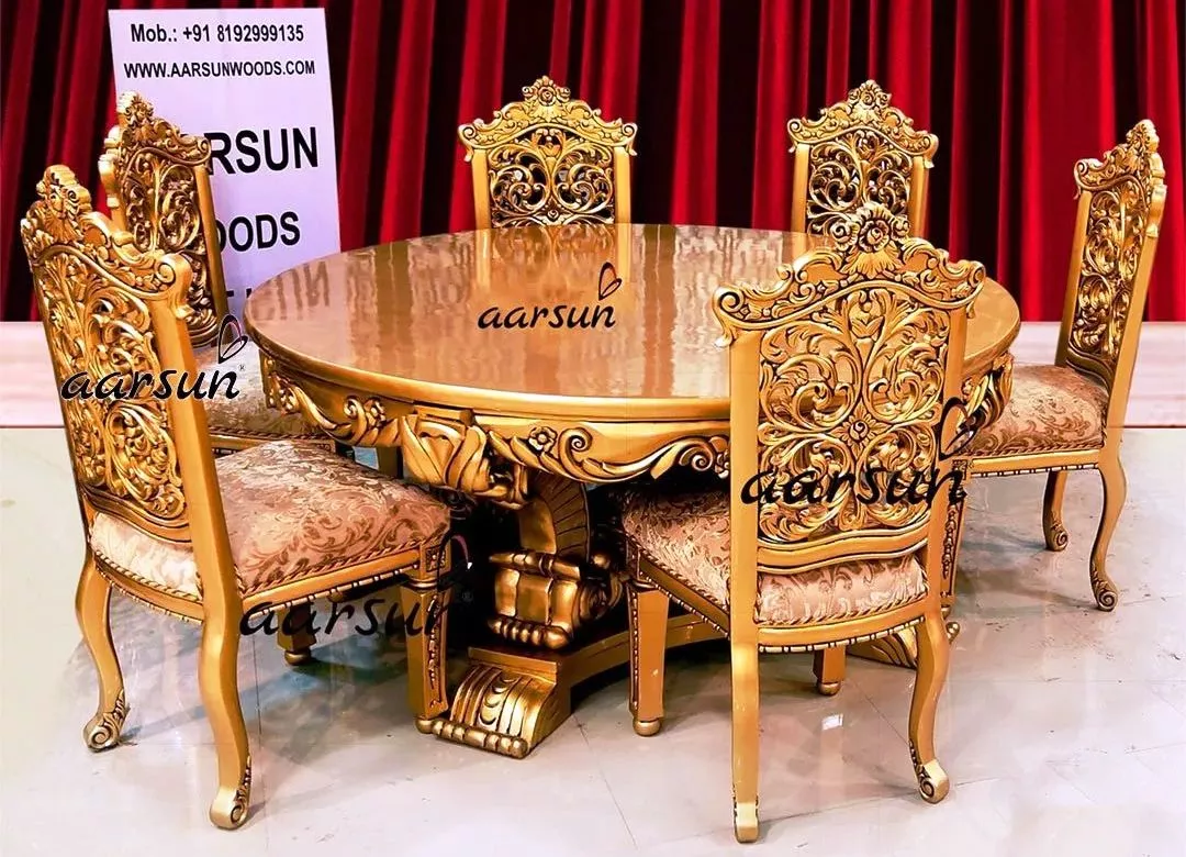 round dining table with 6 chairs