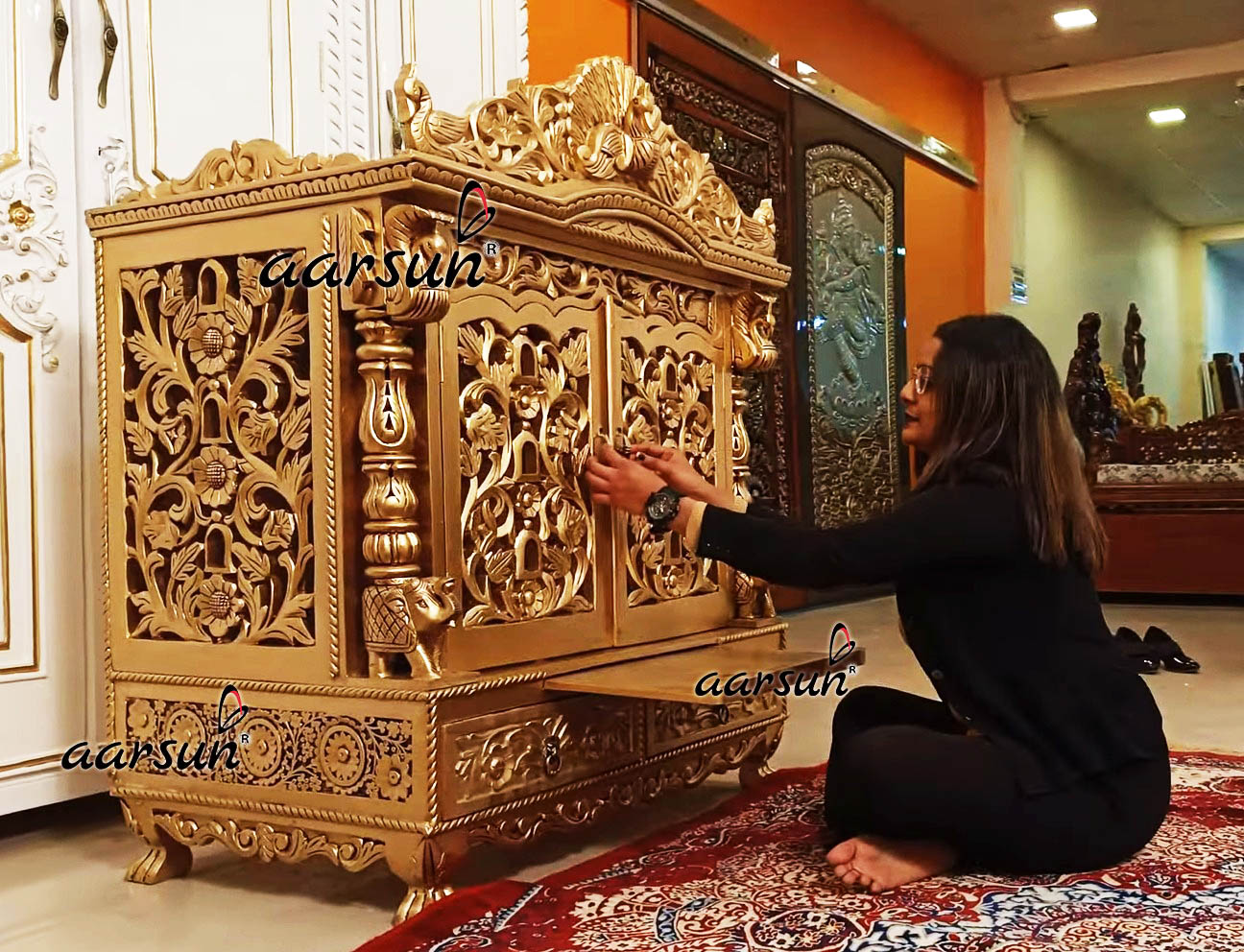 Wooden Temple in Gold Polish