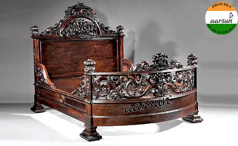Carved Antique Bed teak wood super design boat shape