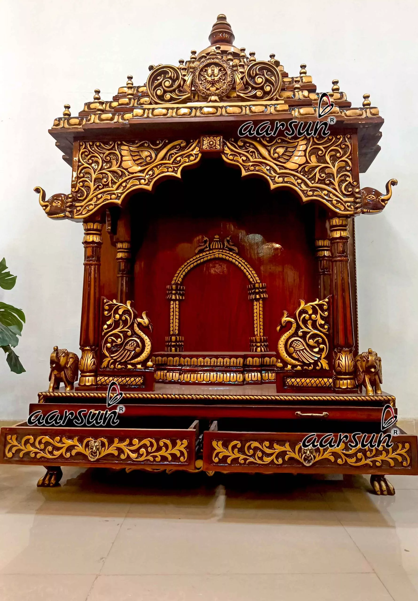 Home Temple Design in Teak Wood-D
