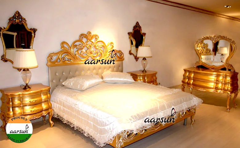 Image for Luxury Complete Bedroom Set in Gold LUXBD-002 Aarsun