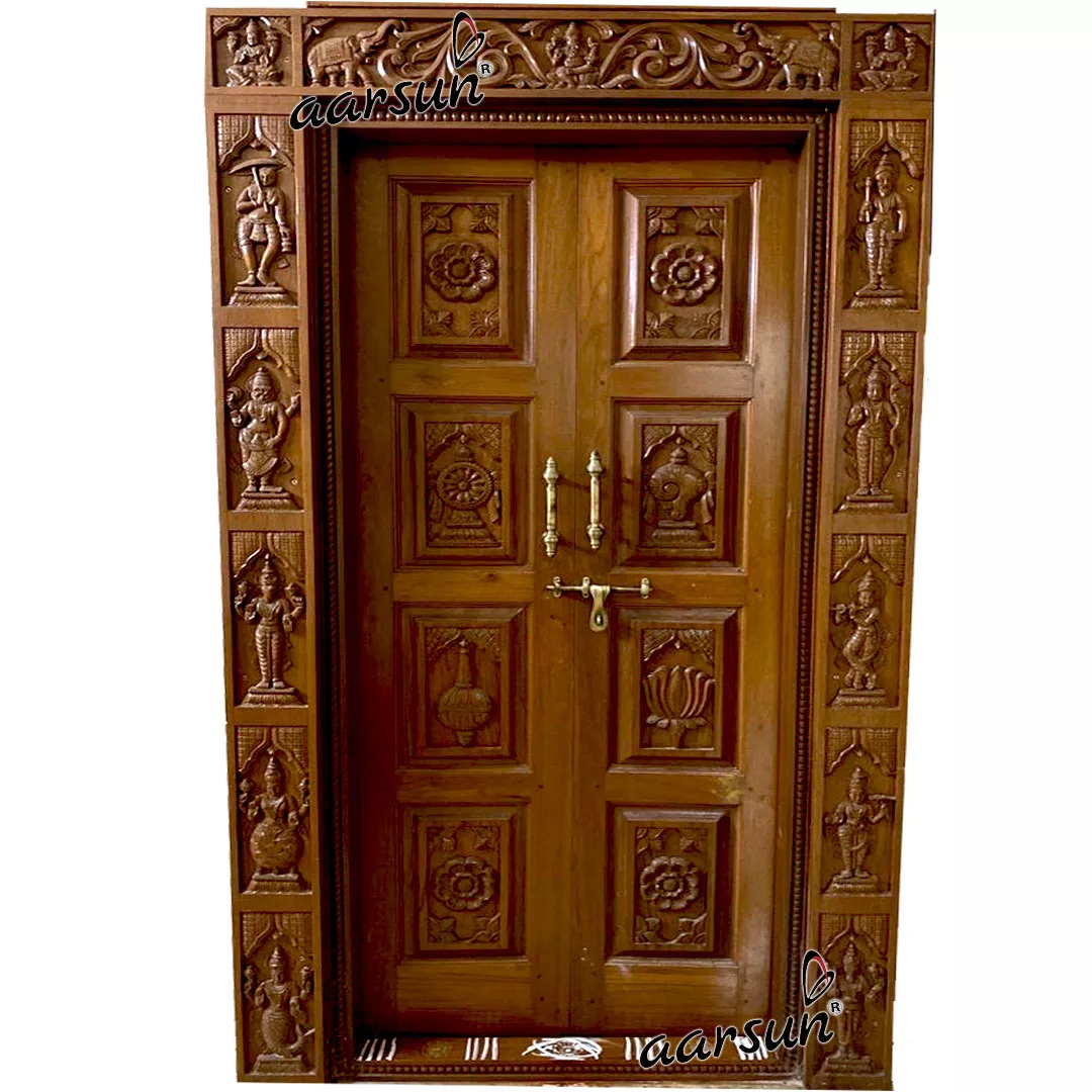 Special Pooja Room Door Design in Teak by Aarsun