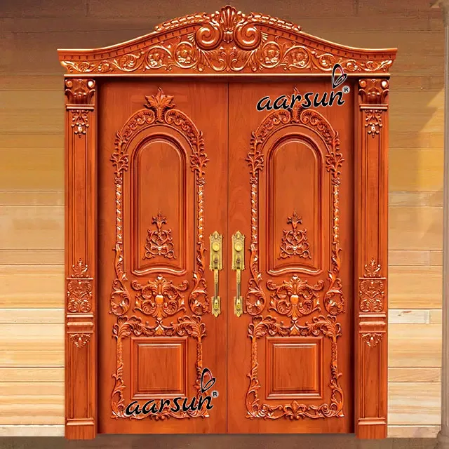 Wooden main double door designs Indian style