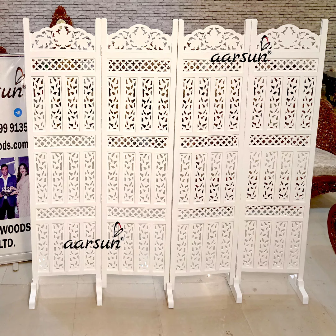 White Living Room Partition with Stands-A