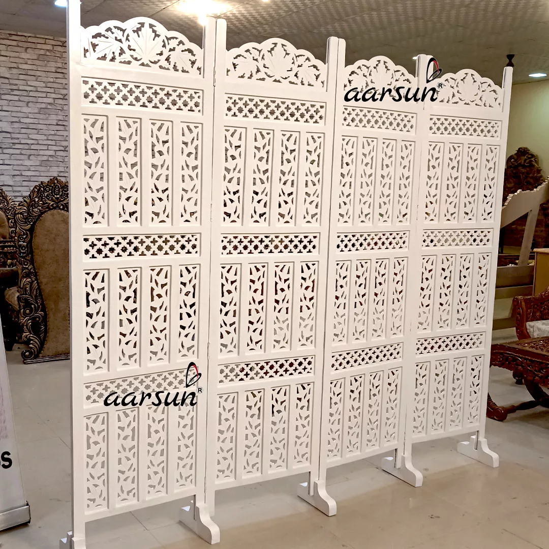 Aarsun White Living Room Partition with Stands-B