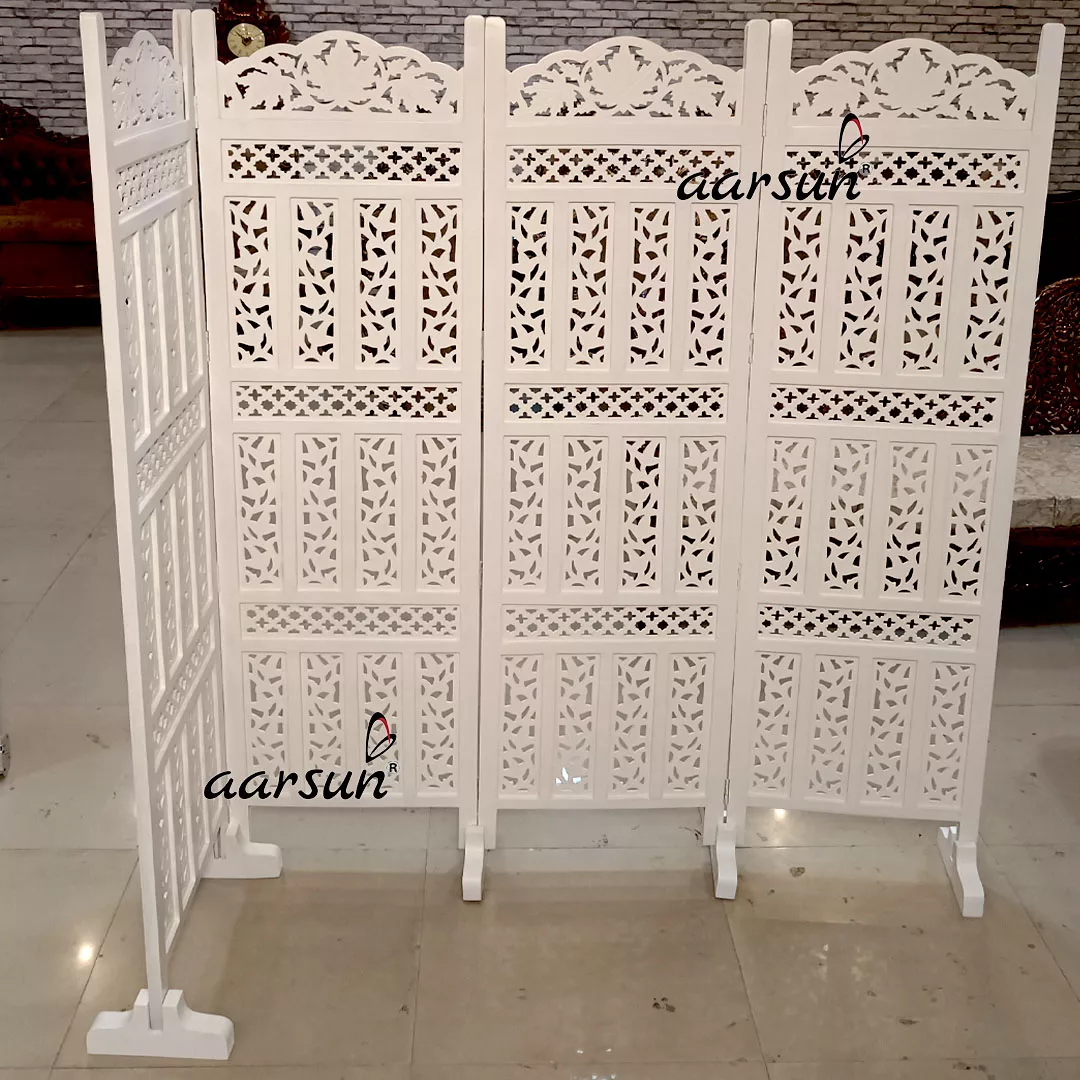 White Living Room Partition with Stands-C