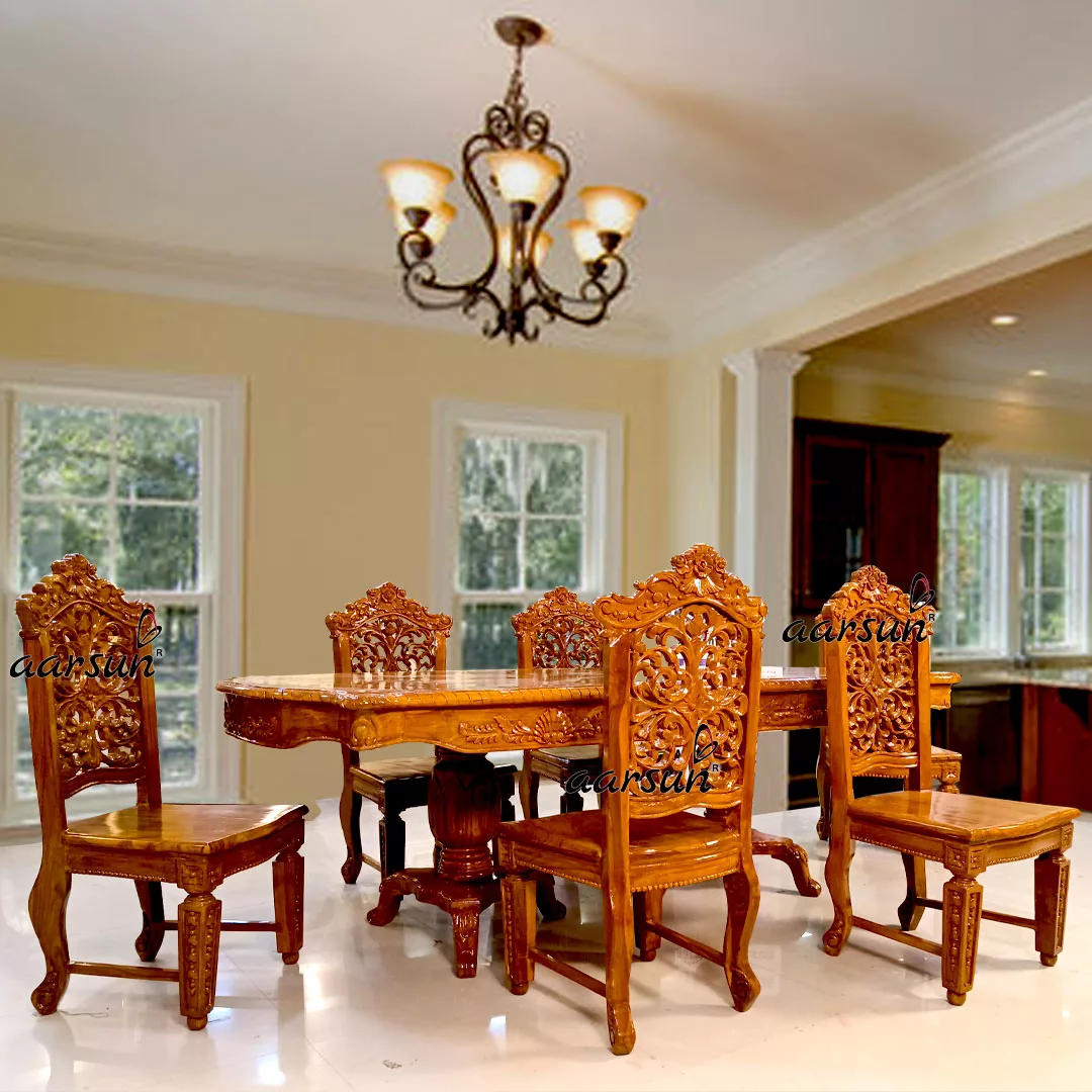 Classic wooden dining table chair set factory price