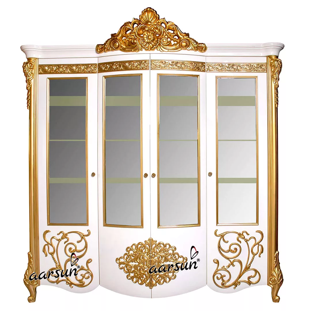 Carved Royal Dining Set in White and Gold