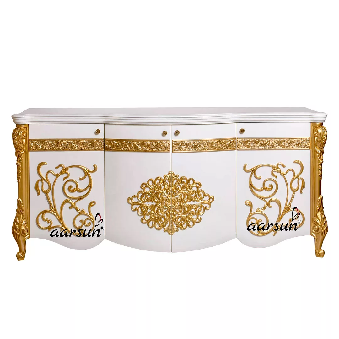 Carved Royal Dining Set in White