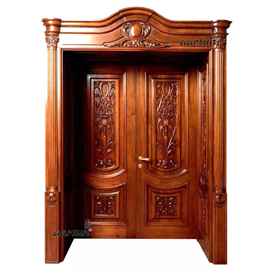 Natural Teak Wood Double Door for house
