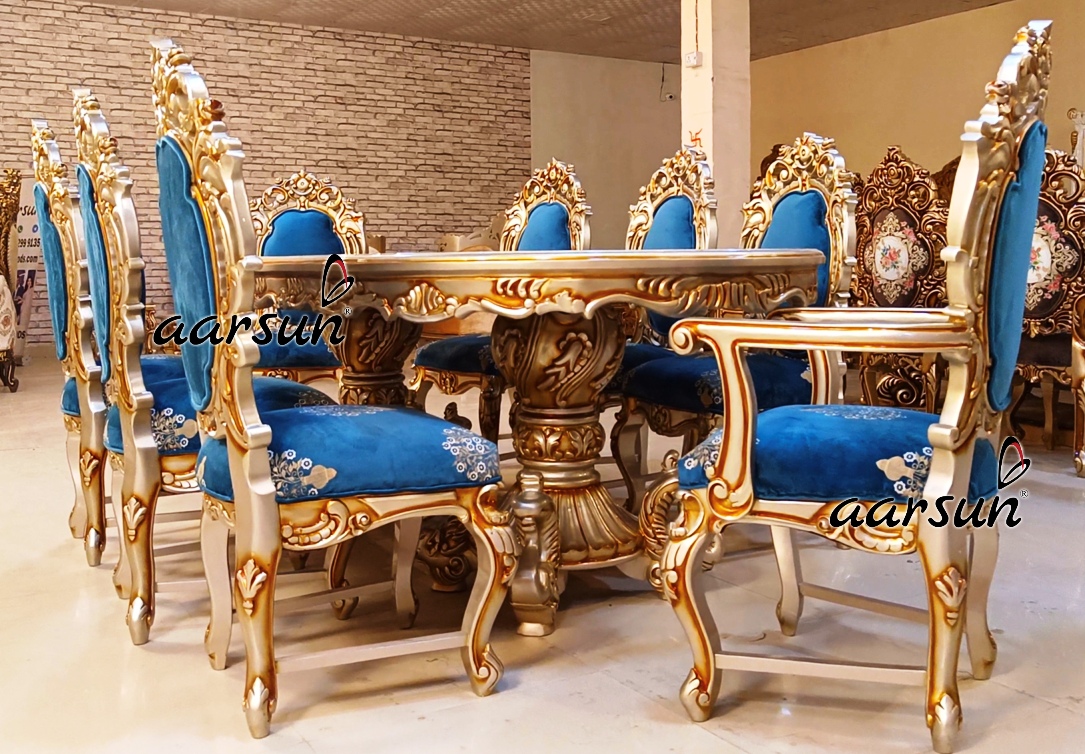 carving top design dining table new design