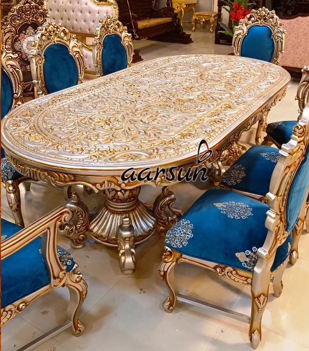 carving top design dining table