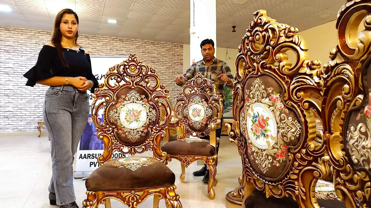 Luxurious Dining Set by Aarsun in Gold and Brown Dual Colors