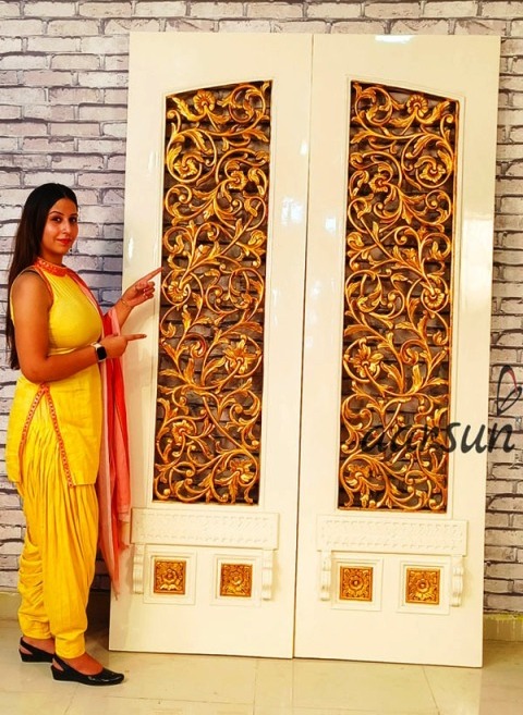 home door double door teak wood