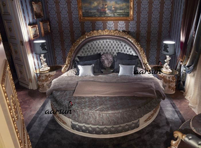 Aarsun Round Bed with Stylish Grey Fabric