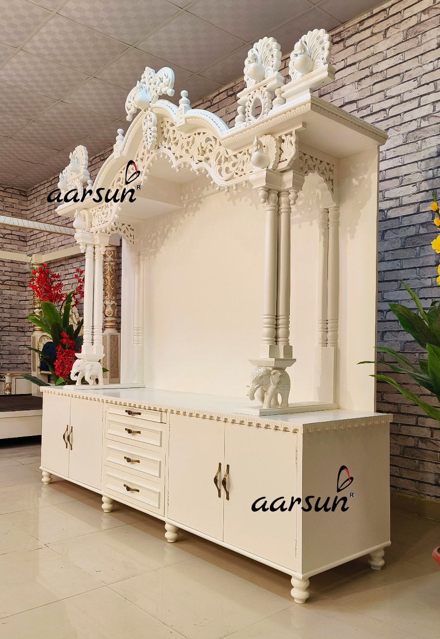Teak Wood White Temple in satin paint