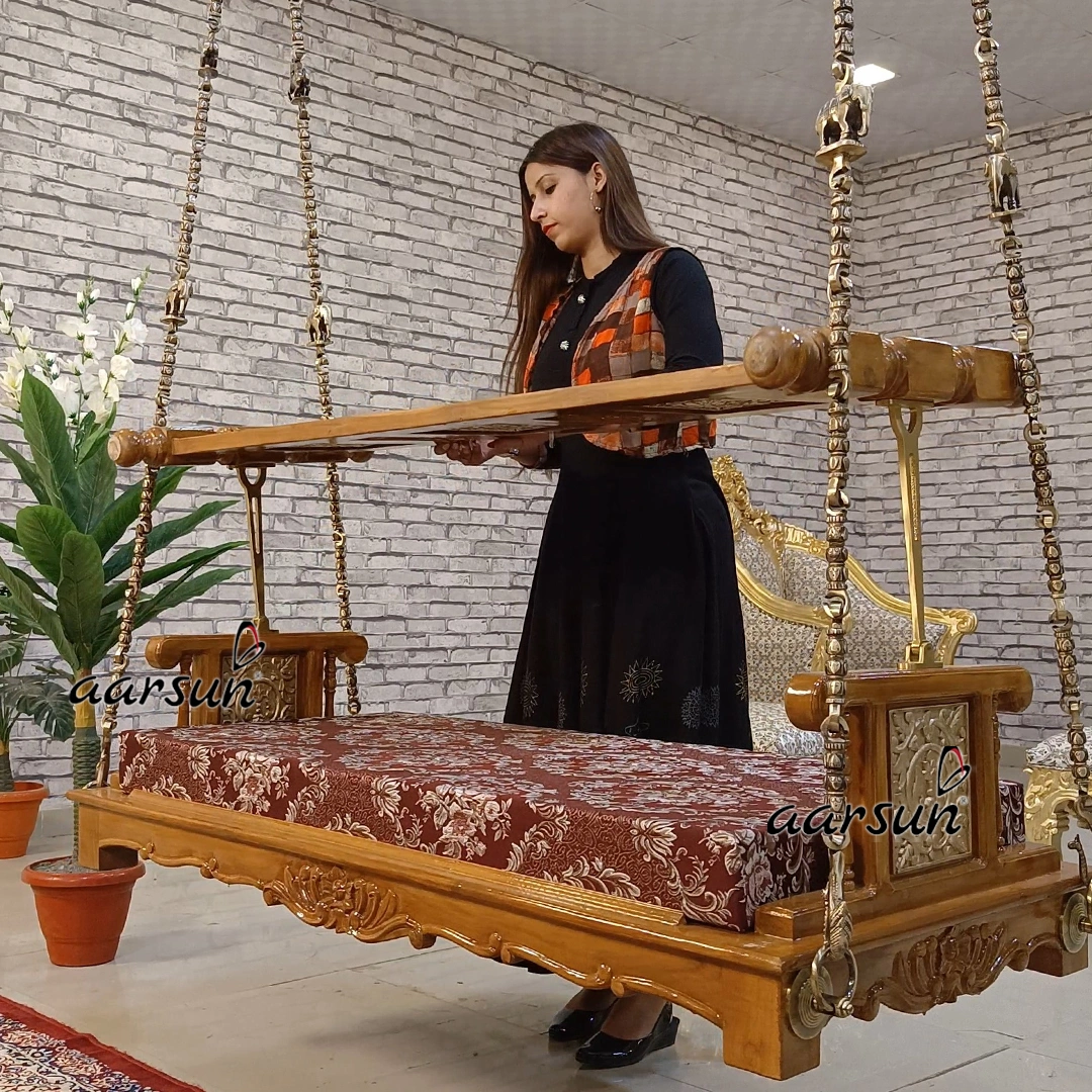Reversible Swing Chair Online Wooden Jhula for Home - Image 7
