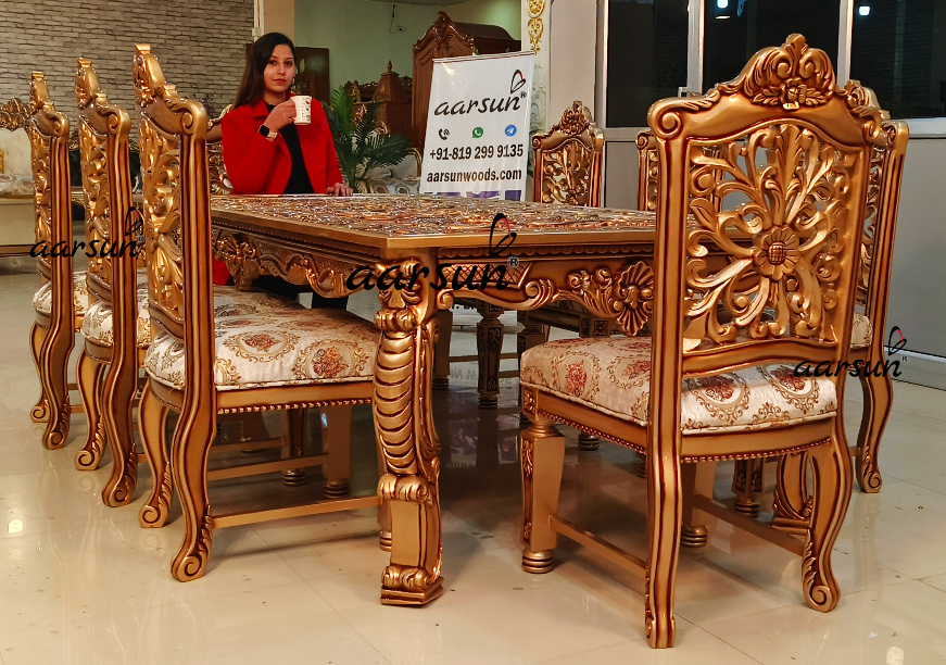 Gold Dining Set in Teak Wood