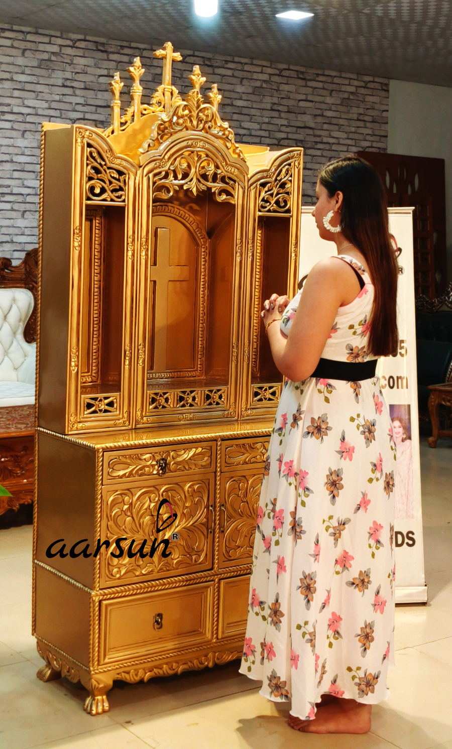Stunning Gold Painted Wood Altar