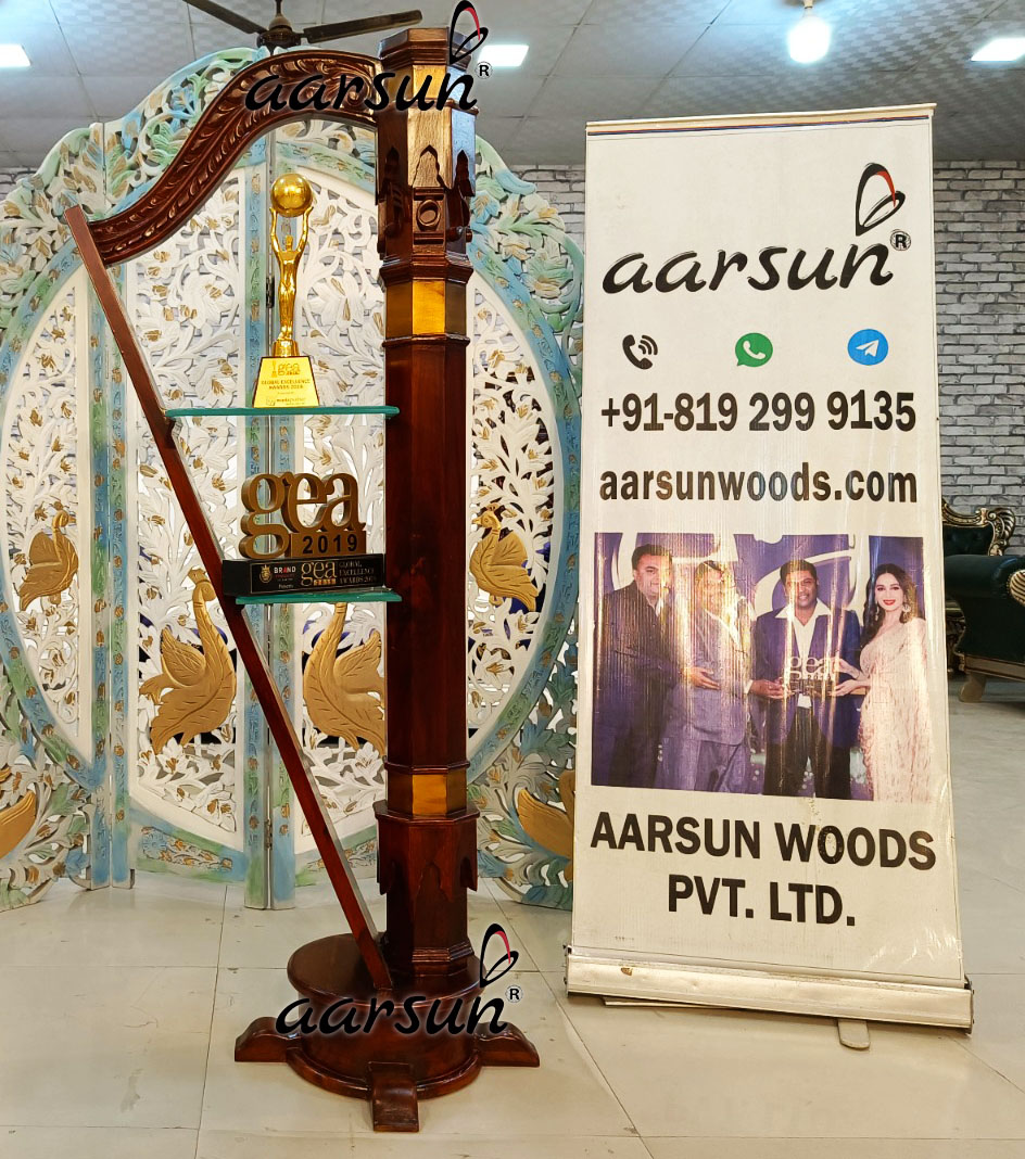 Harp Shaped Shelf in teak wood