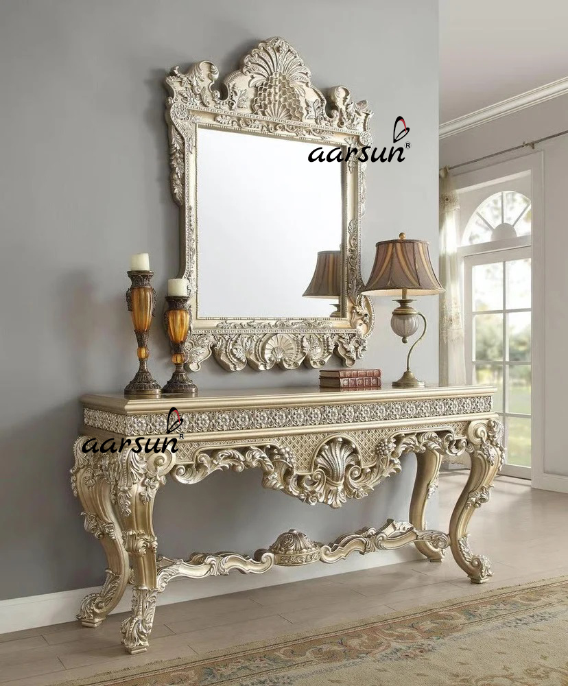 Console Table with Rectangular Mirror Frame