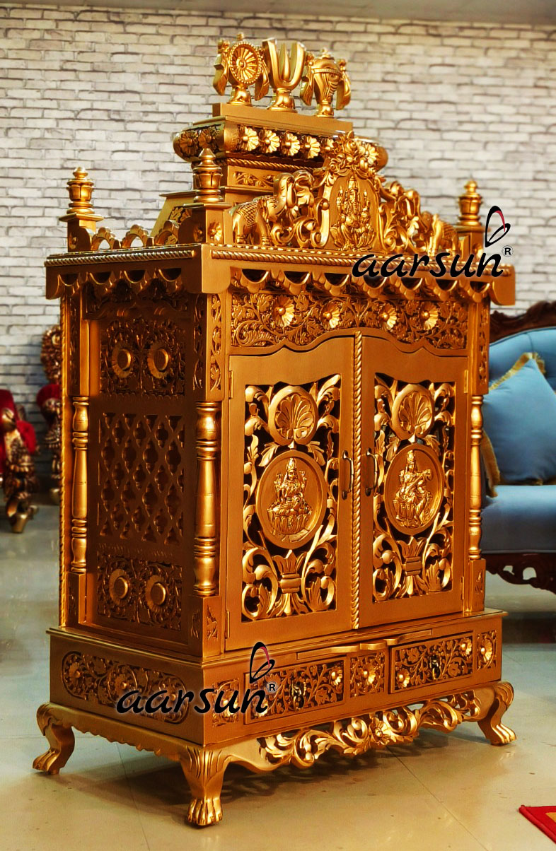 Exquisite Gold Wooden Temple with door