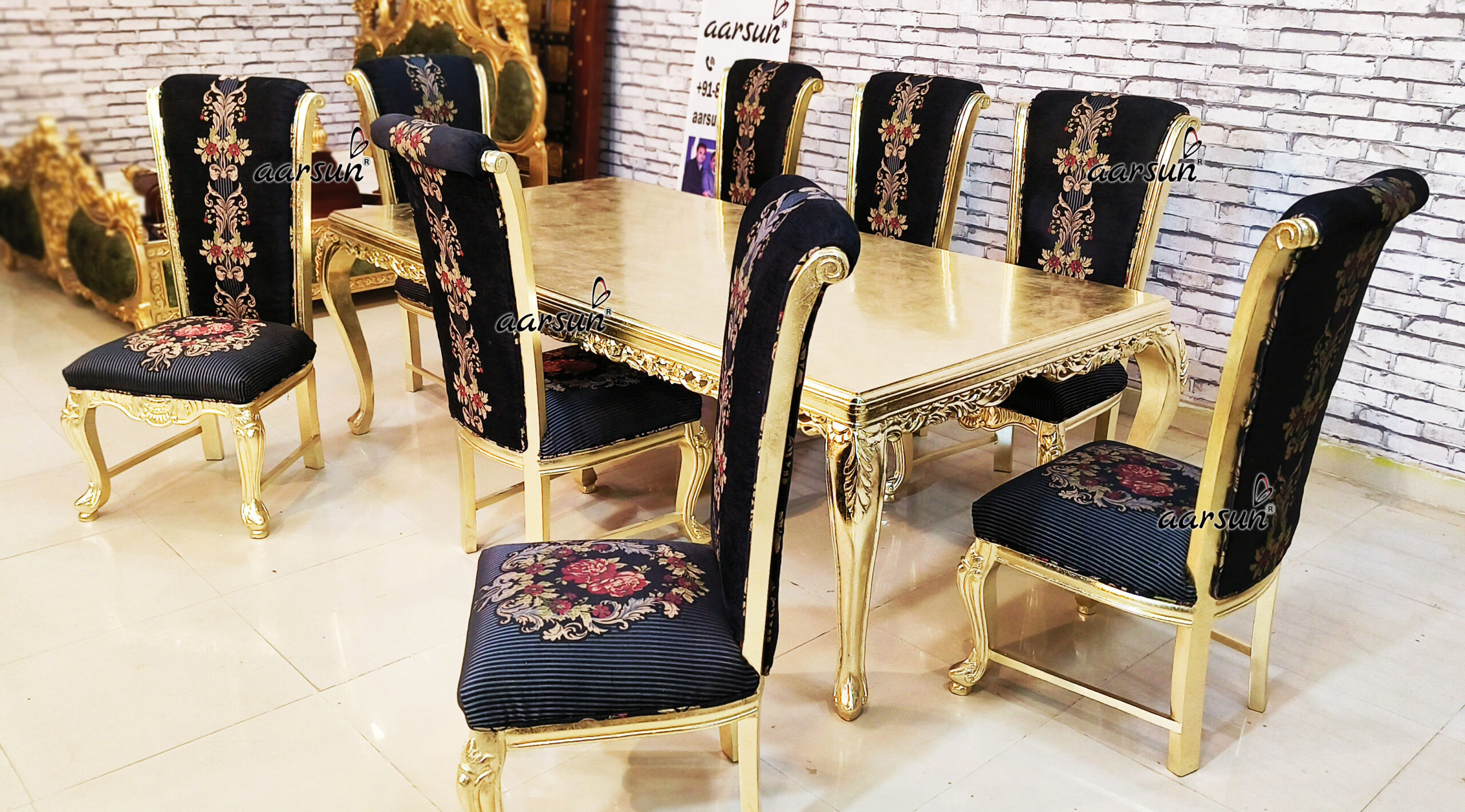 French Style Dining Set in teak wood