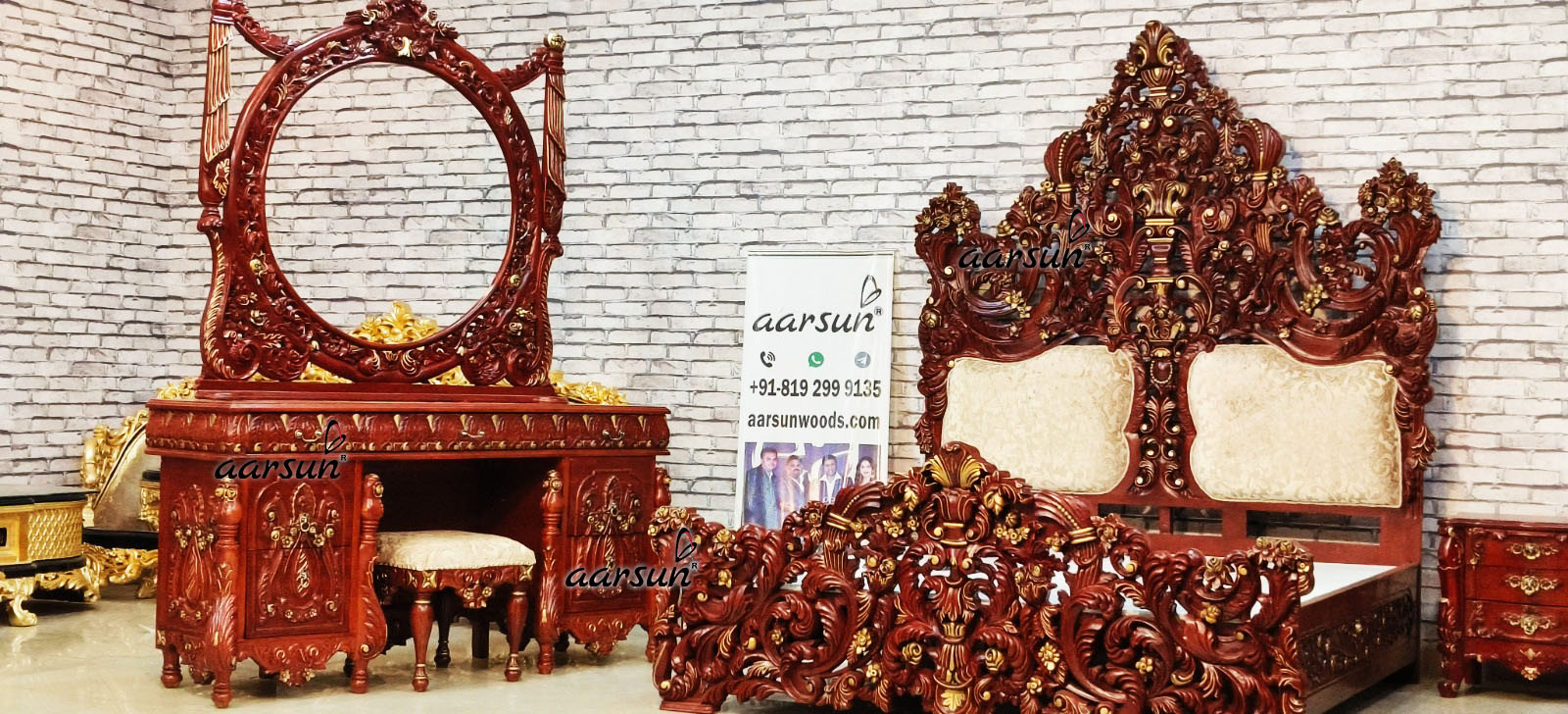 Hand-carved Grand Bedroom Set with Video