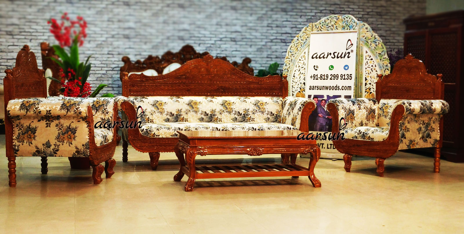 Vintage Rajasthani Style Sofa Set in teak wood