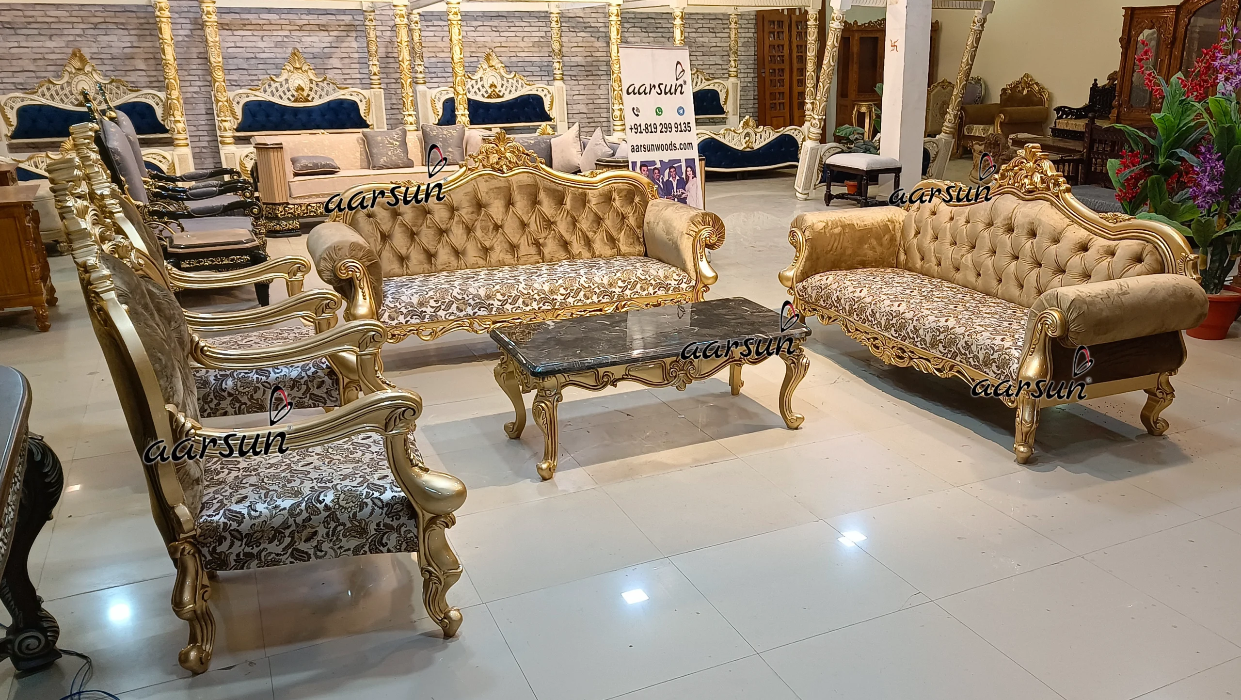 8 Seater Sofa Set In Teak Wood - Image 4
