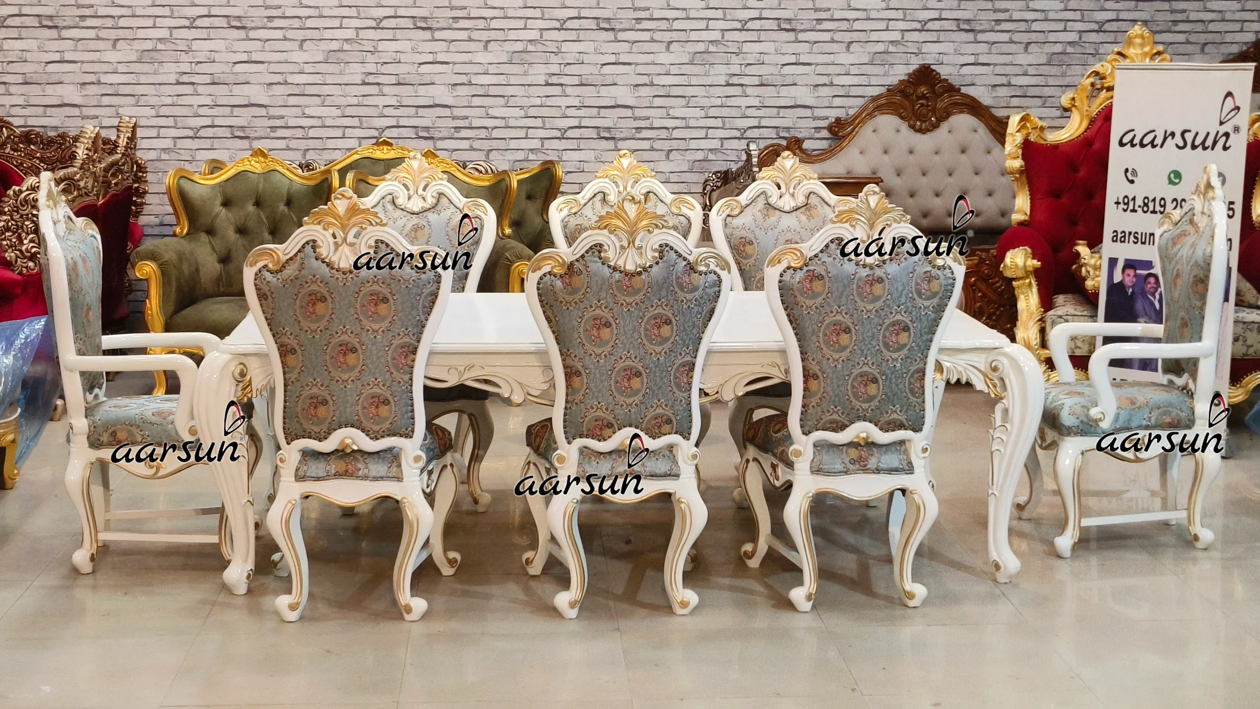 8 Seater Dining Set In White Deco Paint Mysore - Image 5