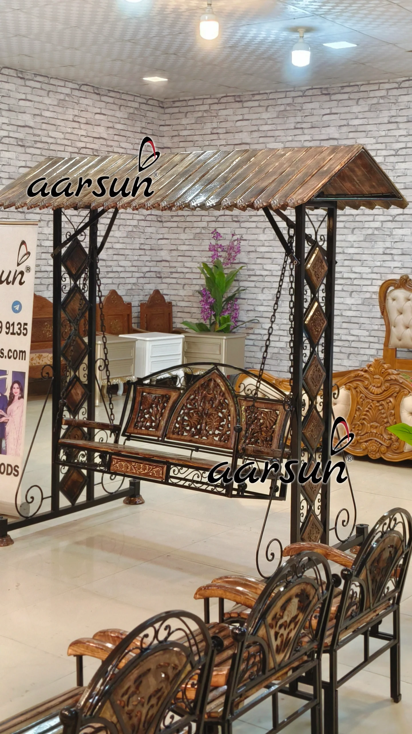 wrought iron swing set for balcony at factory price