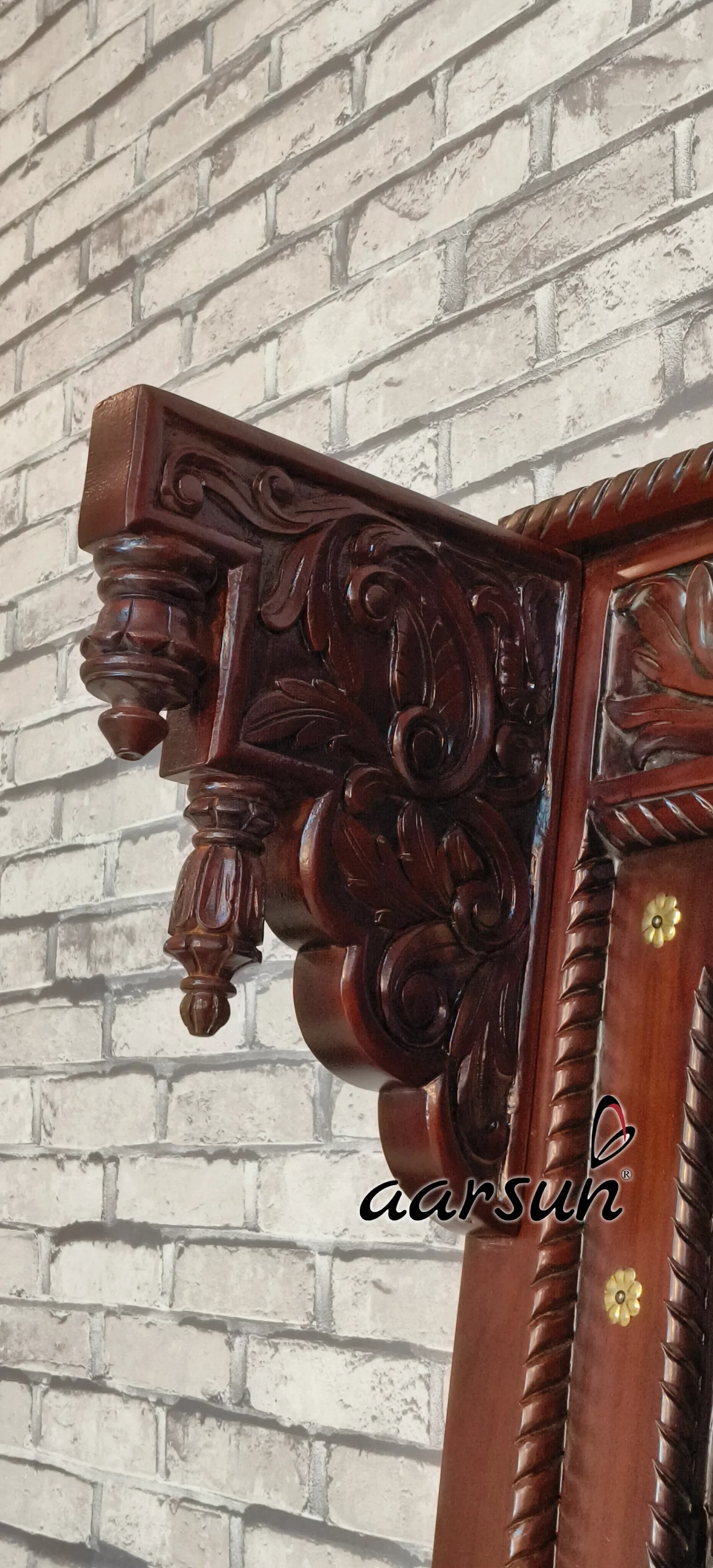 Double Door Design in Teak Wood Walnut Polish - Image 4