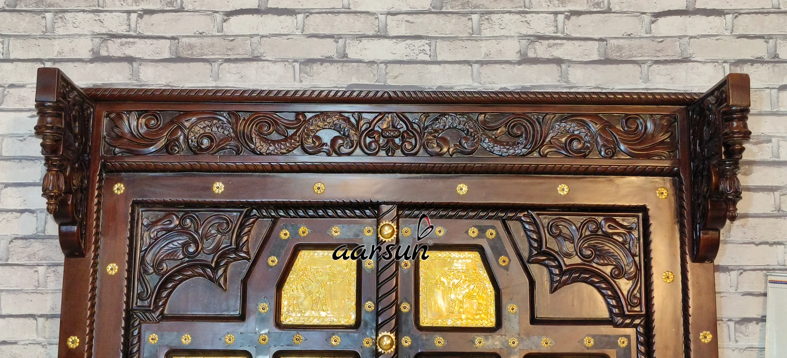 Double Door Design in Teak Wood Walnut Polish - Image 5