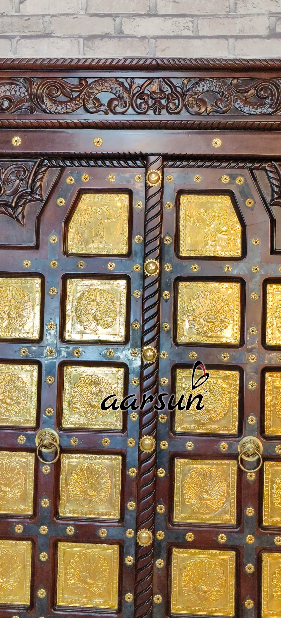 Double Door Design in Teak Wood Walnut Polish - Image 3