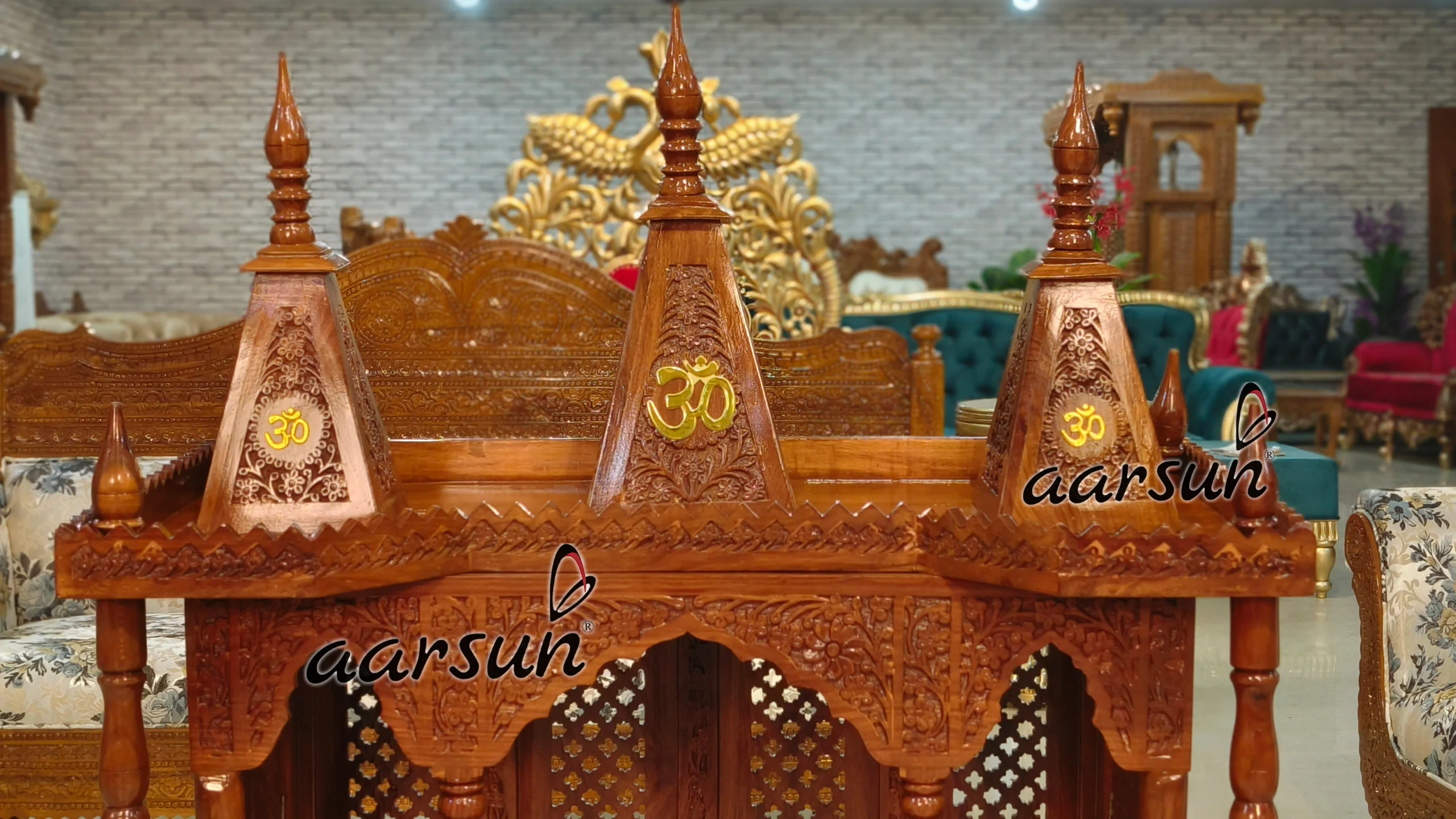 Folding Wooden Temple in Natural Polish - Image 5