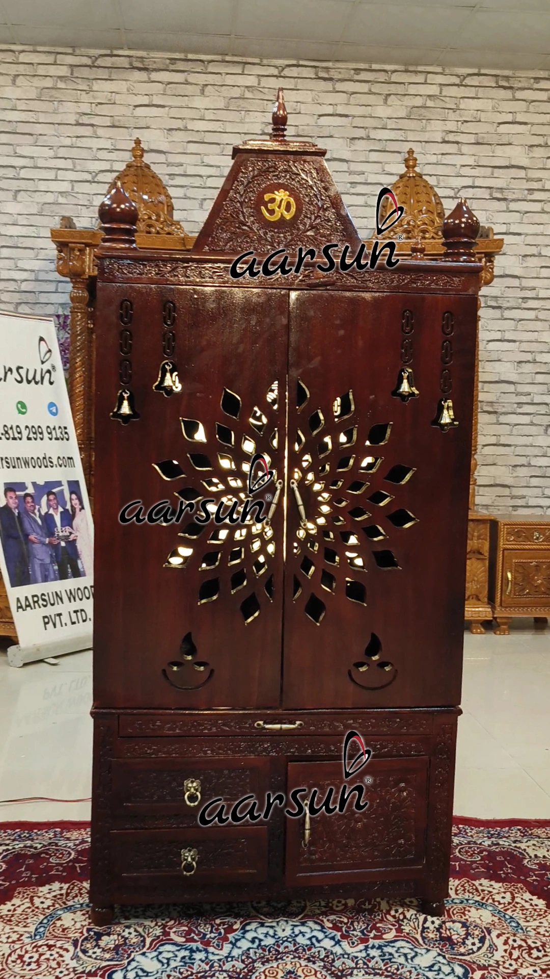 Wooden Temple with LED Light