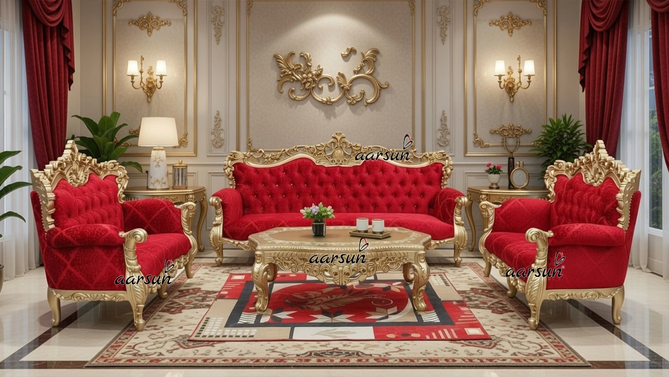 Elegant Carved Sofa Set with Center Table YT-749