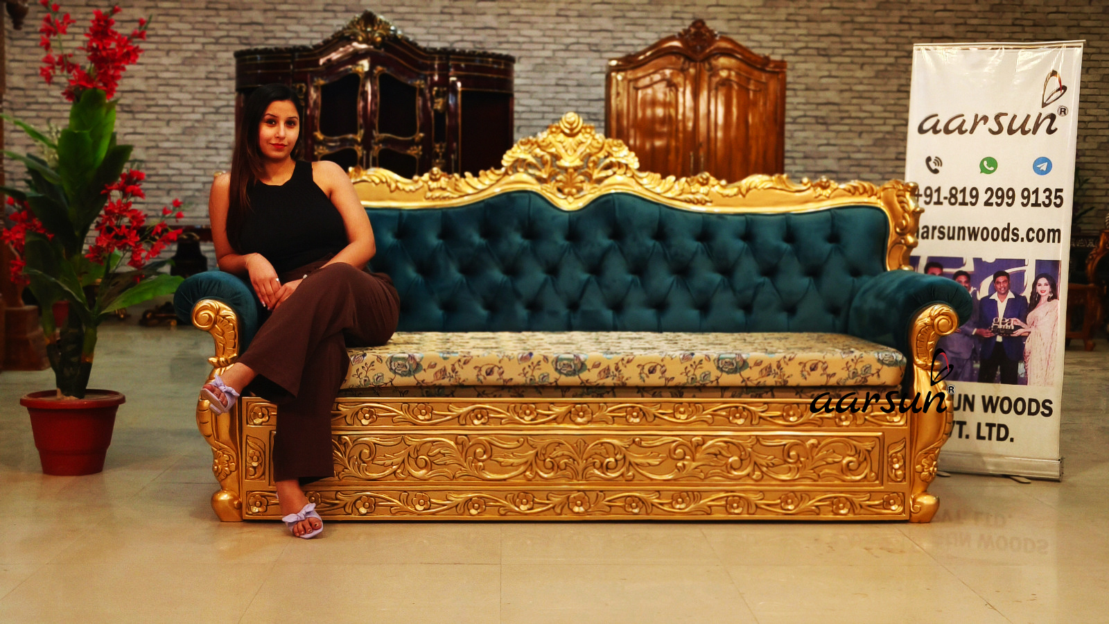 Sofa Cum Bed in Antique Gold Mysuru