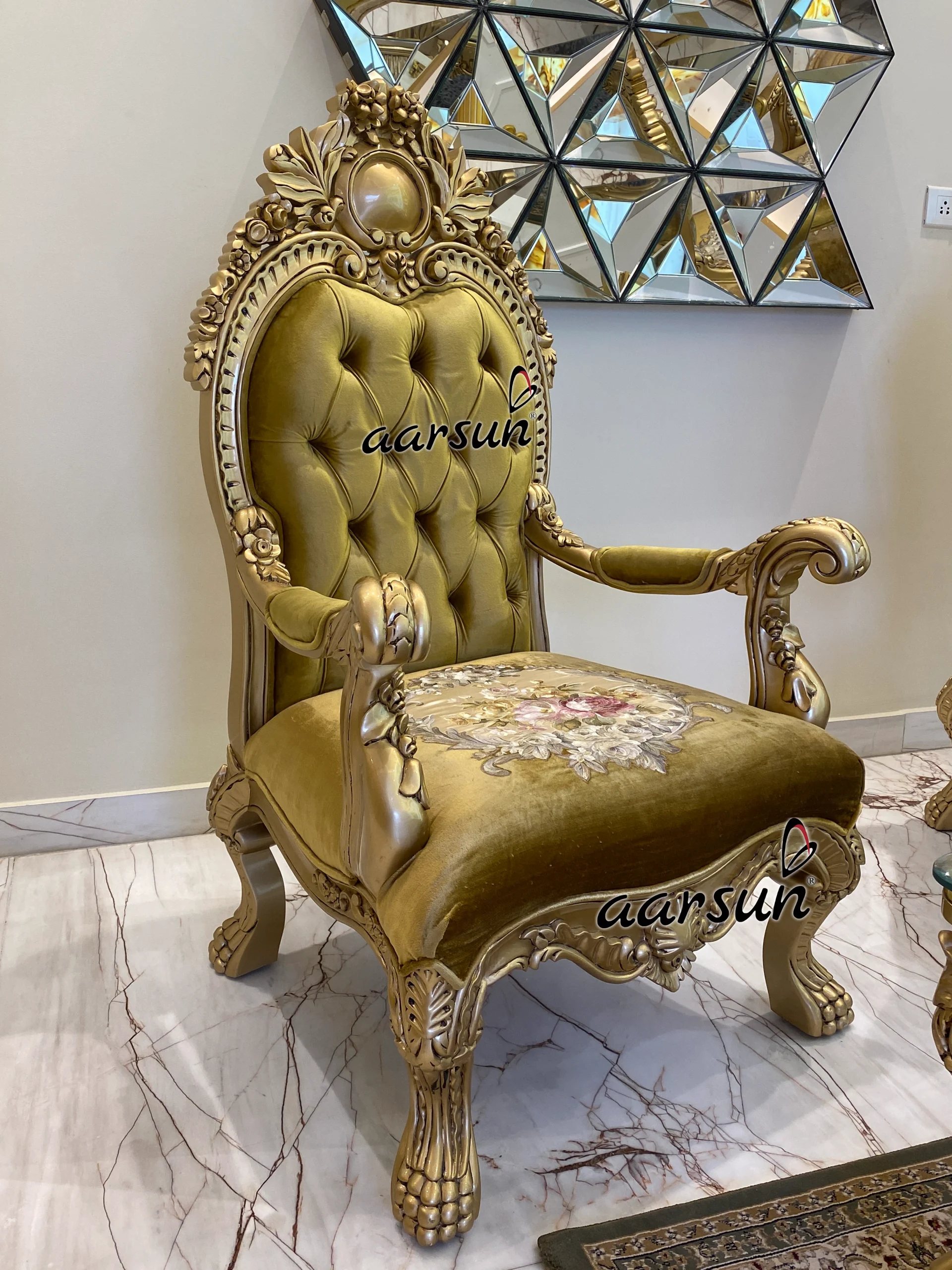 Wooden Sofa Set with Tufted Seatback - Image 5