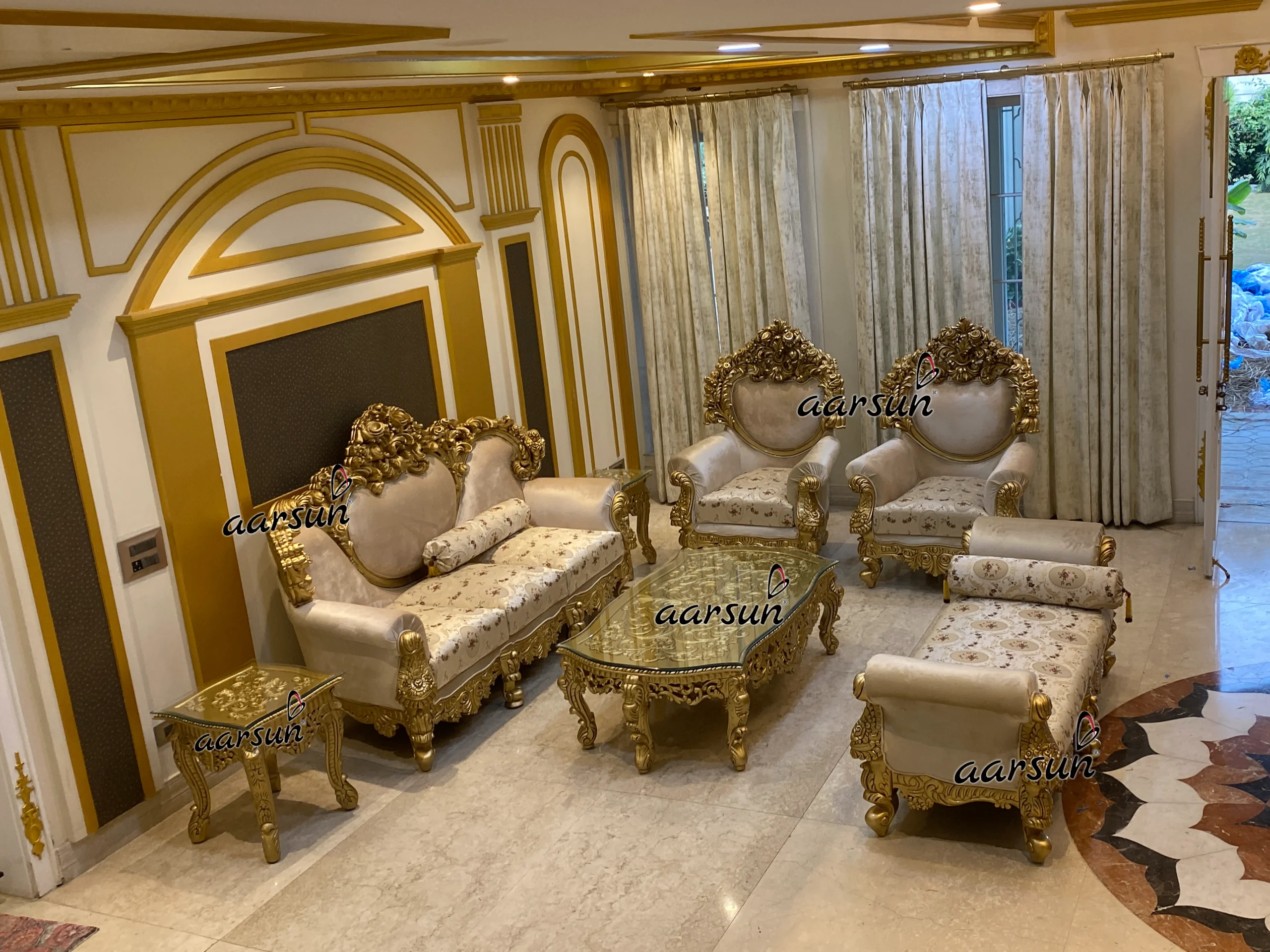 Latest Antique Style Maharaja Sofa Set - Image 6