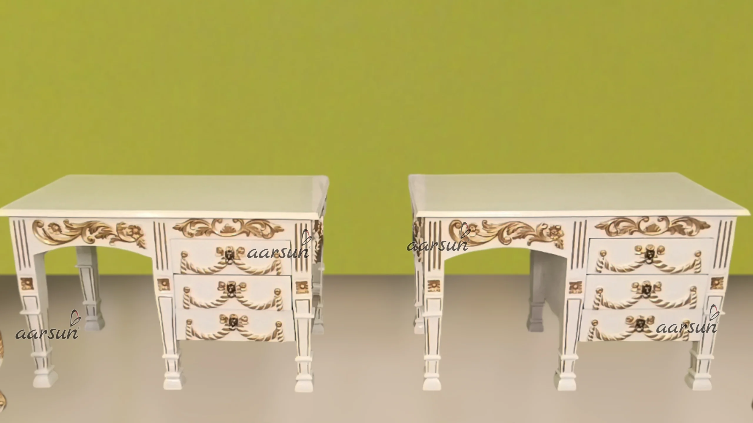 Teakwood Office Desk with Elegant Carving Design - Image 5