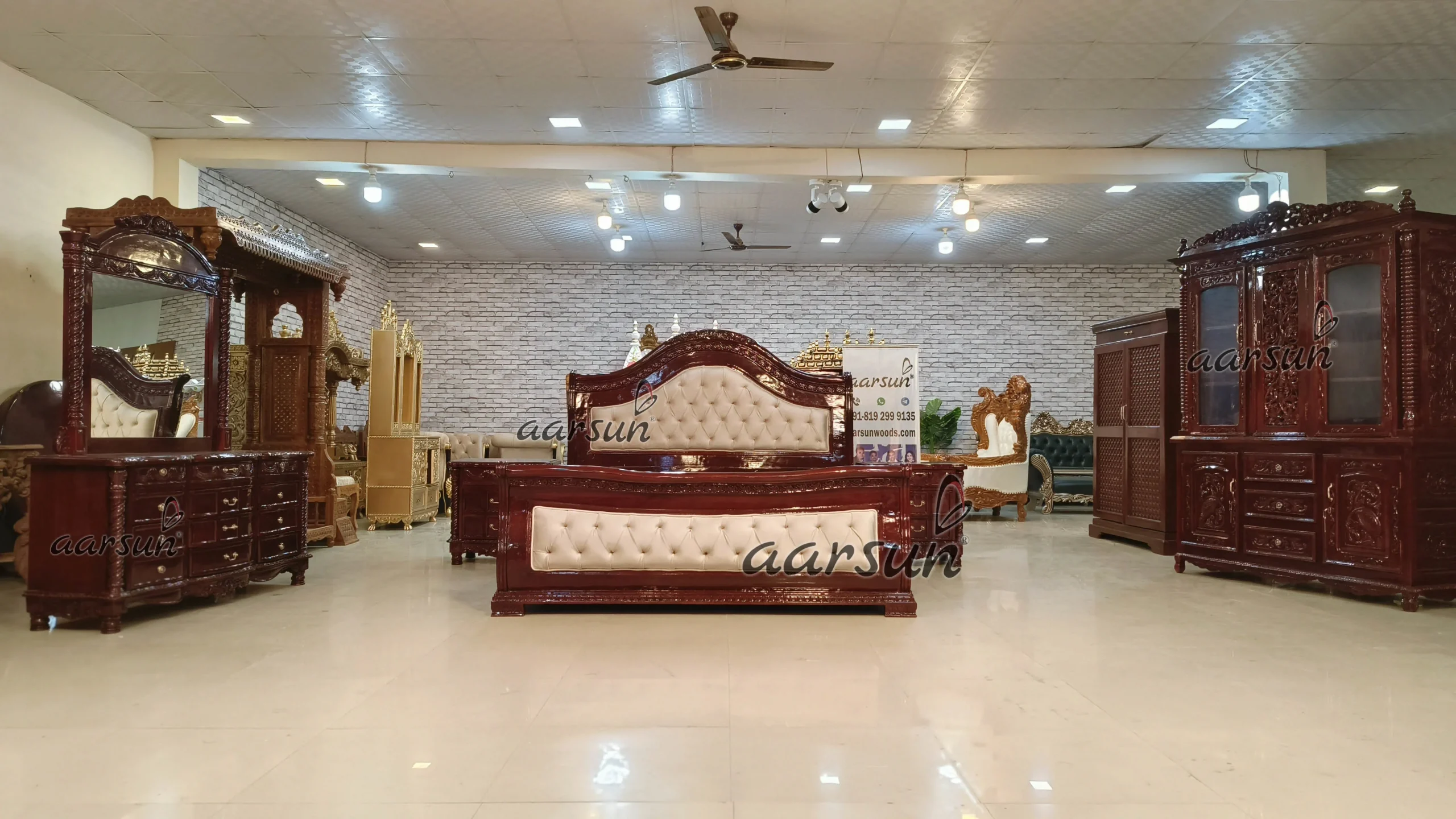 Vintage Hand-Crafted Teak Wooden Bedroom Furniture Set