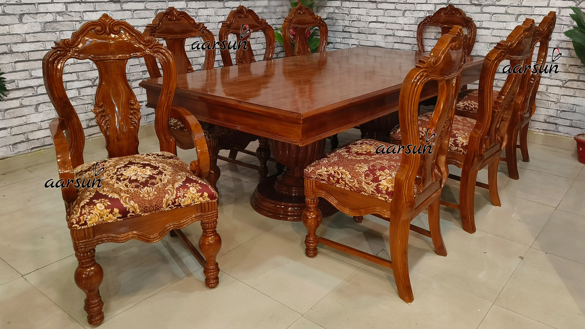8-Seater Light Walnut Dining Set - Image 3