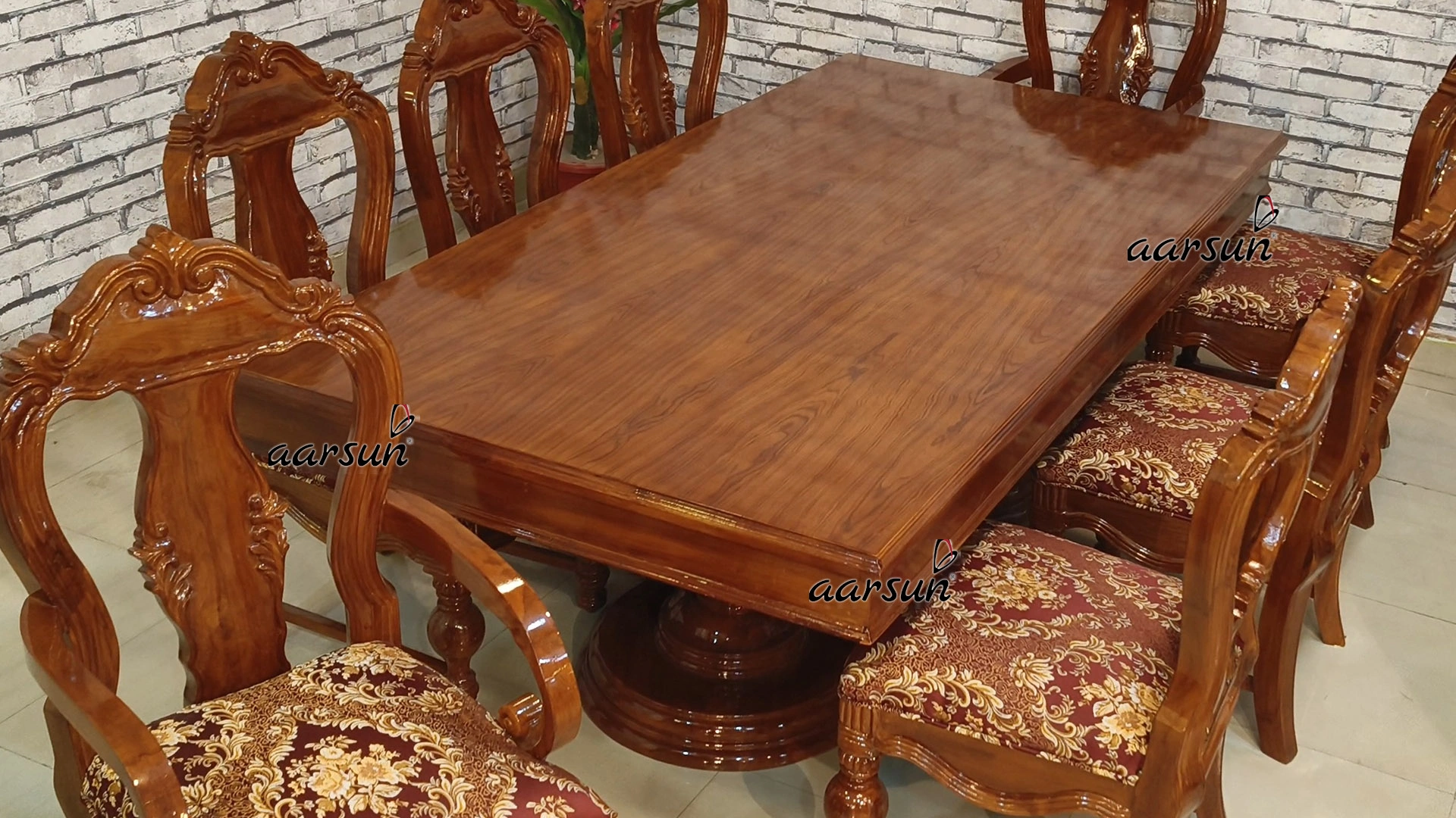 8-Seater Light Walnut Dining Set - Image 4