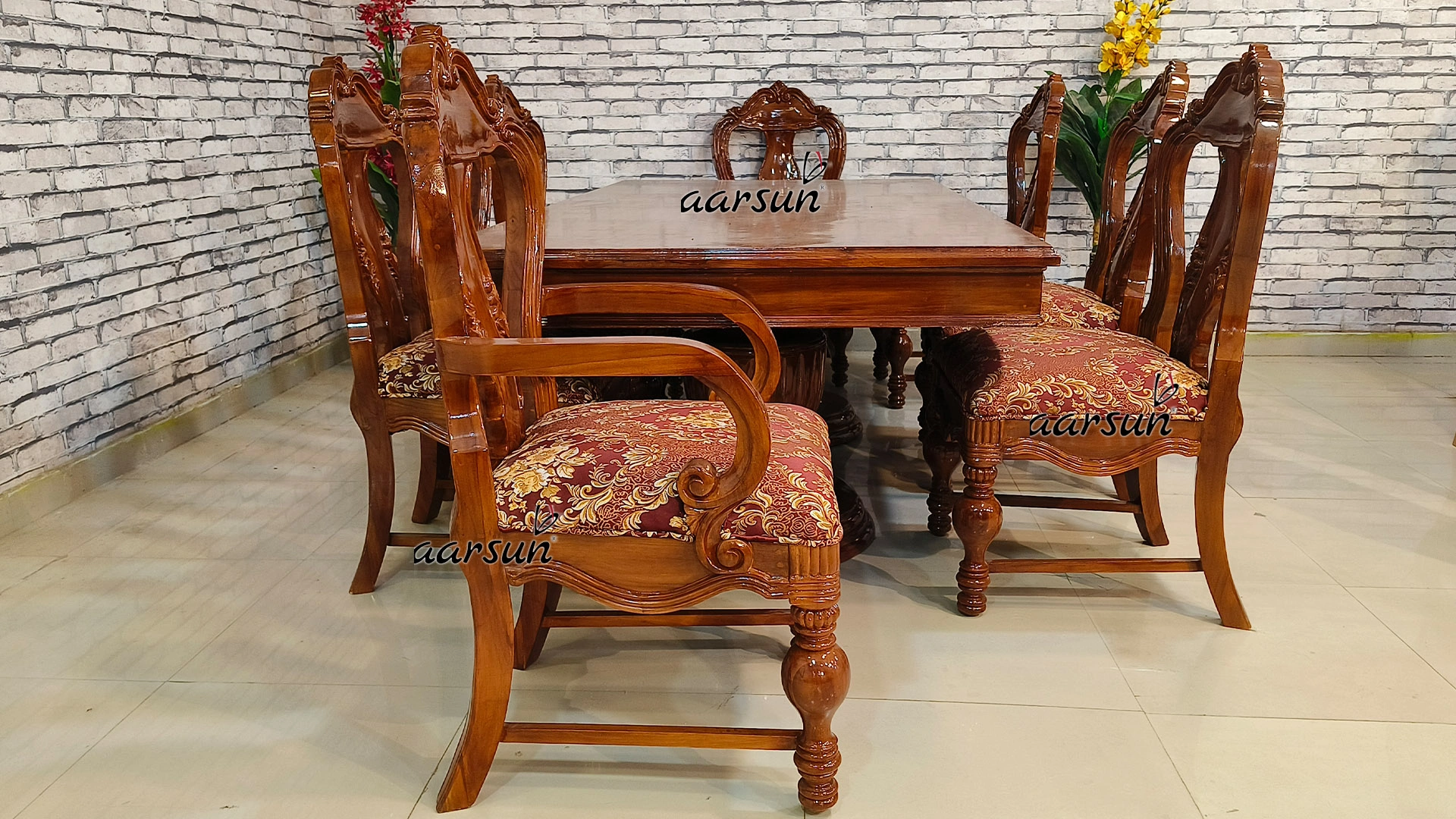 8-Seater Light Walnut Dining Set - Image 7