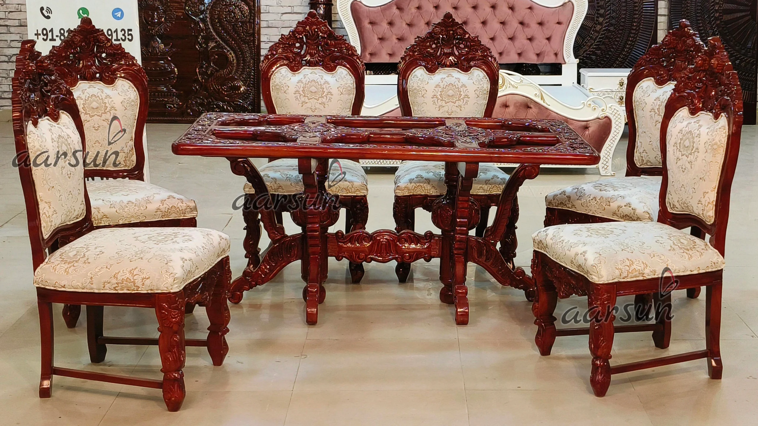 Teakwood Gorgeous and Unique Wooden Dining Table Set