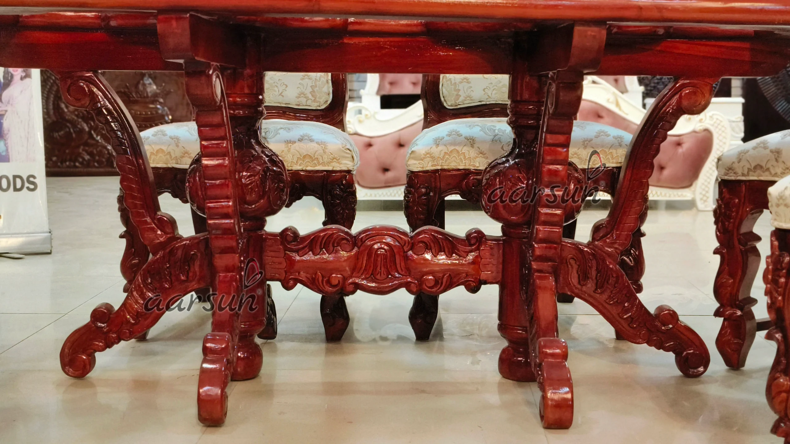 Teakwood Gorgeous and Unique Wooden Dining Table Set - Image 6