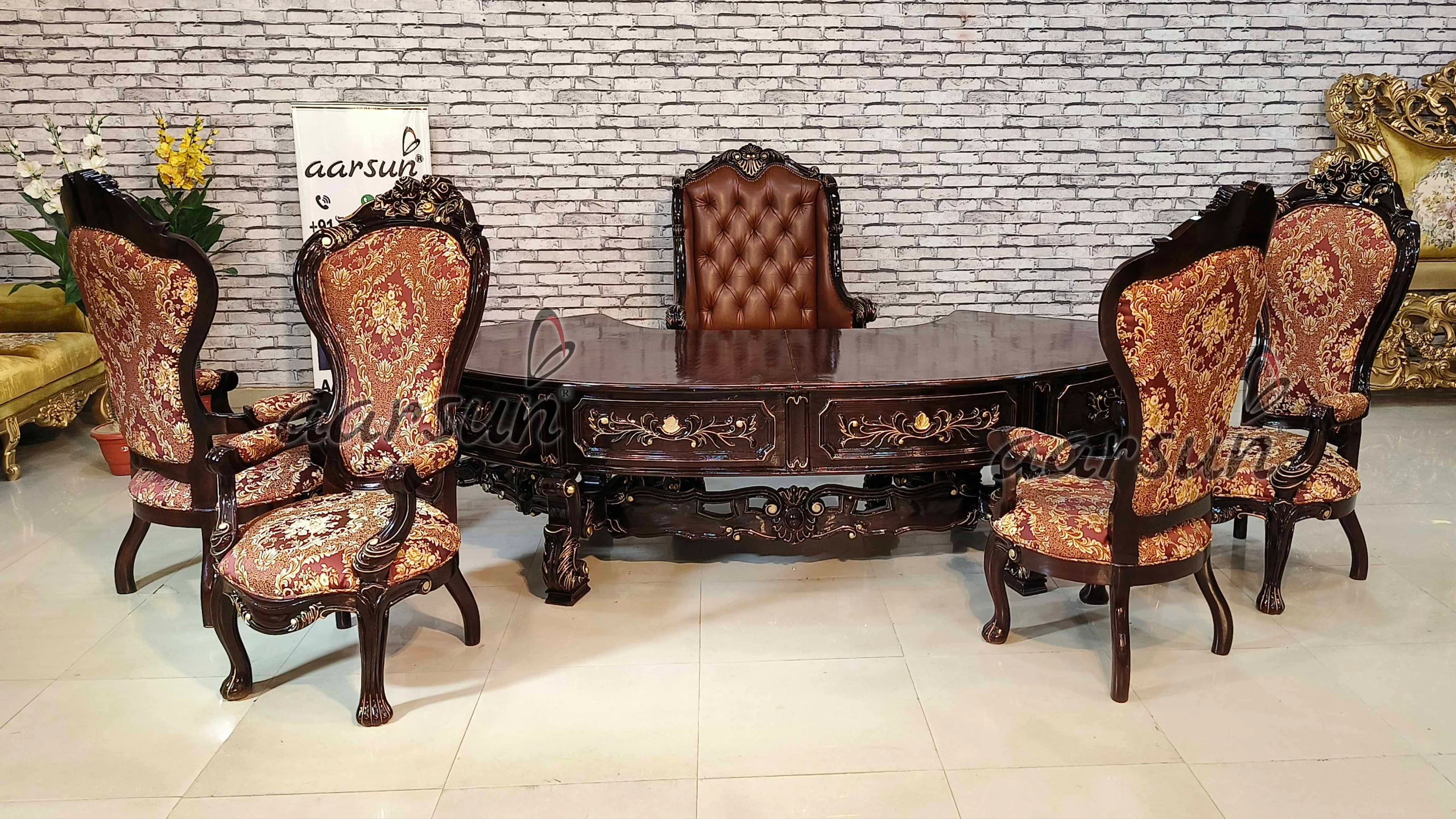 Executive Office Table With Revolving Chair and Chairs