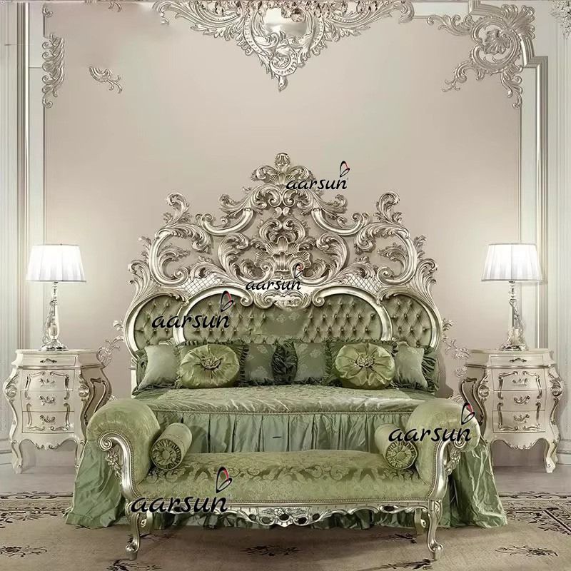 Vintage Carved Wooden Bed for Master Bedrooms